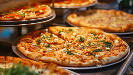 Gourmet Indulgence: Gorgonzola Pizza at Luxury Buffet