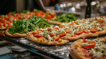 Gourmet Indulgence: Gorgonzola Pizza at Luxury Buffet