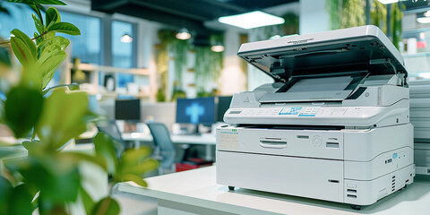 modern office multifunction printer - obrazy, fototapety, plakaty