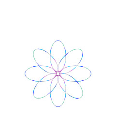Fototapeta premium An abstract cut out transparent iridescent oval gradient star shape futuristic pattern design element.