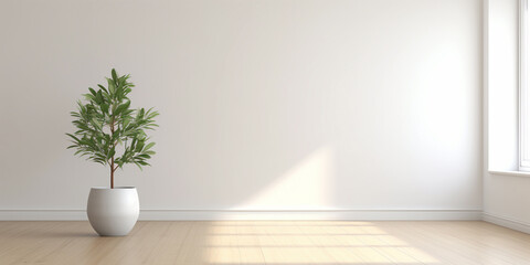 Fototapeta na wymiar Empty minimal room interior design with fishbone flooring . 