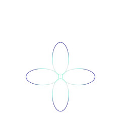 An abstract cut out transparent iridescent oval gradient star shape futuristic pattern design element.