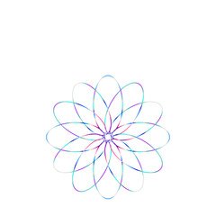 An abstract cut out transparent iridescent oval gradient star shape futuristic pattern design element.