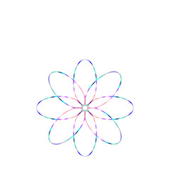Fototapeta premium An abstract cut out transparent iridescent oval gradient star shape futuristic pattern design element.