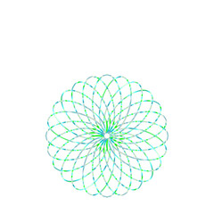 An abstract cut out transparent iridescent oval gradient star shape futuristic pattern design element.