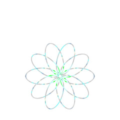 An abstract cut out transparent iridescent oval gradient star shape futuristic pattern design element.