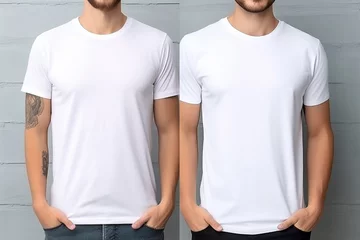 Fotobehang Woman in White Tshirt Mockup created with Generative AI © dendyh7