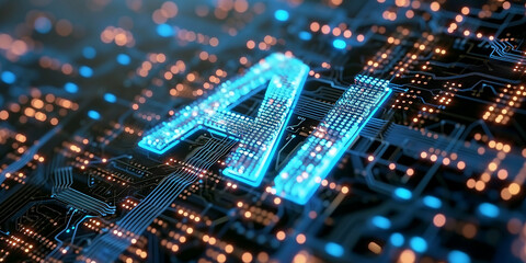 Obraz premium AI sign on the cyber background