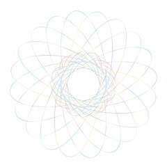 An abstract cut out transparent iridescent oval gradient star shape futuristic pattern design element.