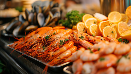 Seafood Spread at Luxury Buffet - obrazy, fototapety, plakaty