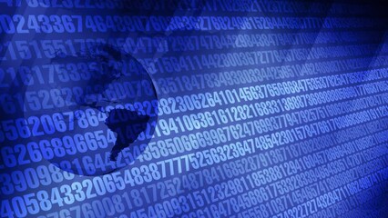 Numerical sequences and complex formulas exploring unpredictable world of big data, machine learning, and scientific computing with numbers and world globe - Powered by Adobe