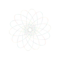 An abstract cut out transparent iridescent oval gradient star shape futuristic pattern design element.