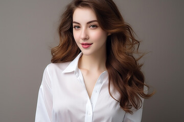 Fototapeta premium Woman in White Tshirt Mockup created with Generative AI