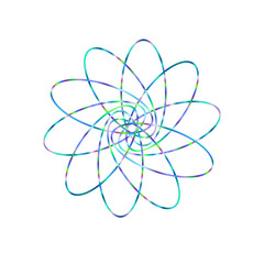 An abstract cut out transparent iridescent oval gradient star shape futuristic pattern design element.