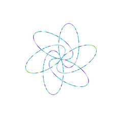 An abstract cut out transparent iridescent oval gradient star shape futuristic pattern design element.