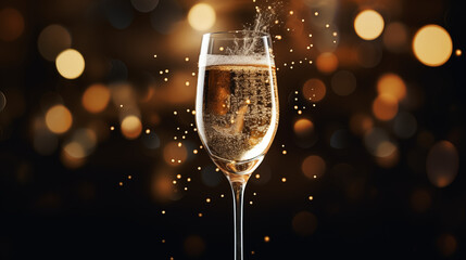 Coupe de champagne, célébration et fête. Ambiance festive, nouvel an, anniversaire. Pour conception et création graphique.	 - obrazy, fototapety, plakaty
