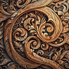 pattern.a digital representation of traditional wood carving, preserving the intricate details and craftsmanship that define this timeless art form