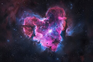 Romantic Heartshaped Nebula Symbolizes Love In The Astral World. Сoncept Astrological Compatibility, Celestial Romance, Love In The Stars, Cosmic Connections, Eternity In The Nebula - obrazy, fototapety, plakaty