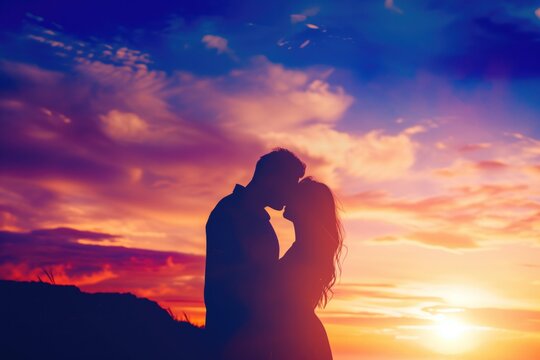 Sensual Sunset Kiss: A Captivating Embrace
