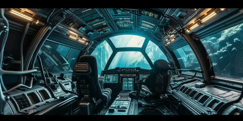 view from cockpit futuristic starship