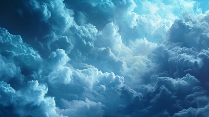 フワフワとした雲が一面に広がる壮大な風景 - obrazy, fototapety, plakaty