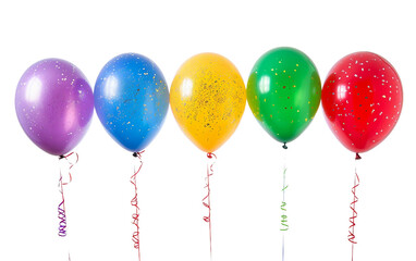 Celebration Balloons in Full Color On Transparent Background.