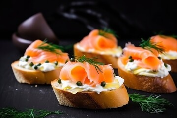 Savory Delights: Delectable Canapés Topped with Cheese and Smoked Goodness, Canapés, Gourmet Appetizers, Cheese Toppings, Smoked Delicacies, Culinary Elegance,