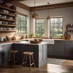 Fototapeta na wymiar New kitchen in modern luxury home