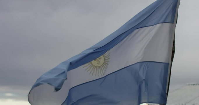 argentina flag blowing in the wind