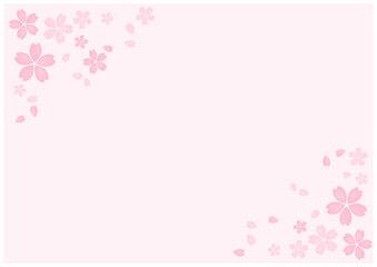 桜が美しい桜の花の散る春の和風フレーム背景5桜色