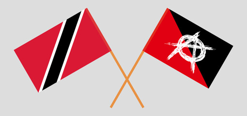 Crossed flags of Trinidad and Tobago and anarchy. Official colors. Correct proportion