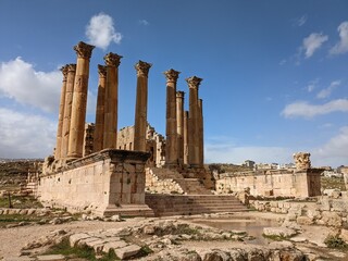 ancient Roman structures in Jerash city,Gerasa, Jordan, hippodrom, amphiteatre,theatres and columns...