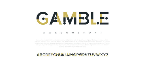 Gamble Modern abstract digital alphabet font. Minimal technology typography, Creative urban sport fashion futuristic font and with numbers. vector illustration - obrazy, fototapety, plakaty