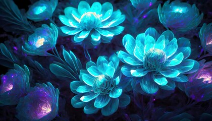 Background consisting of beautiful luminous flowers in shades of blue