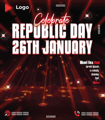 26th january republic day celebration square social media post and web banner design template | Happy republic day flyer celebration with instagram and facebook story template | Republic day flyer