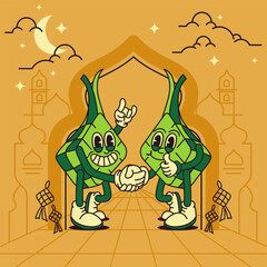 Shaking Hands on Eid with the Ketupat Mascot