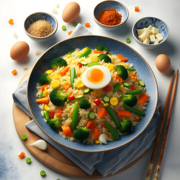 Vegetable Fried Rice With a Fried Egg