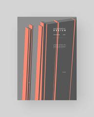 Abstract placard, poster, flyer, banner, blank, document. Colorful illustration on vertical A4 format. Broken form. Cracked figure. 3d shapes composition.