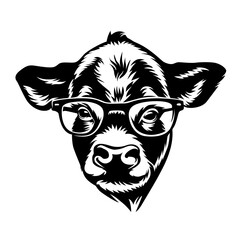 Cow face, Cow wearing glasses, calf, calf vector, Fram, Cow, calf lover, calf Funny, calf illustration, Cow Clipart