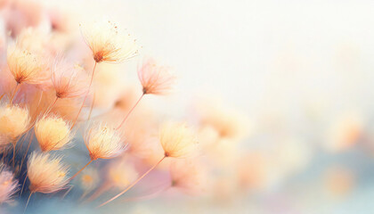 Fototapeta premium Peach Fuzz flowers on white backdrop