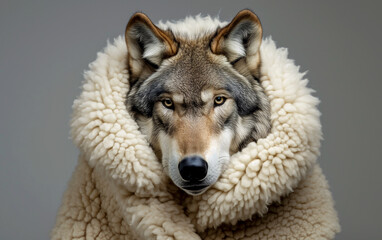 A wolf dressed in sheep's fleece - obrazy, fototapety, plakaty