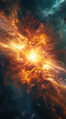 Fototapeta premium Dynamic cosmic event, where celestial forces collide, creating a mesmerizing spectacle that transcends the boundaries of space and time