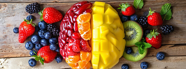 Health in your brain. Fresh vegetables in a woman's head, symbolizing a healthy diet