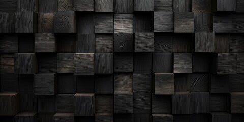 Block stack wooden 3d cubes black brown background