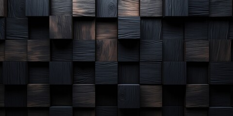 Block stack wooden 3d cubes black brown background
