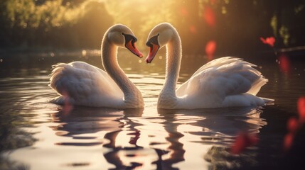 Two white swans. This is Love. Neural network AI generated art