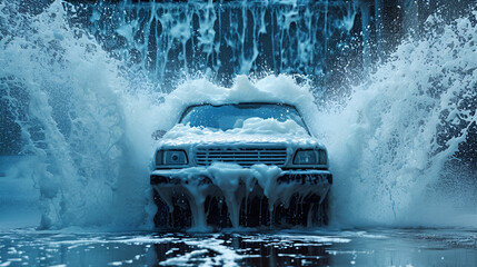 car wash car wash foam water, generative ai - obrazy, fototapety, plakaty
