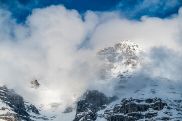 Snow on Mount Canin and Montasio. Spring snow