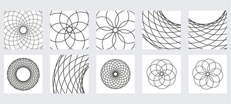 Line art/circle art collage background in white background
