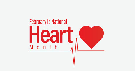 National Heart Month banner. Observed in February in the UK.